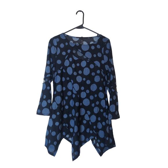 IC by Connie K Artsy Polka Dot Asymmetric Tunic Small Sheer Mesh Fairy Grunge - Picture 1 of 11